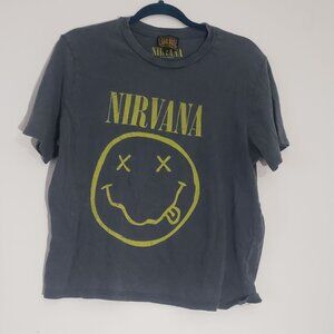 Long Gone Nirvana Womens Boxy Short Sleeve Band T Shirt Size M Classic‎ Lounge